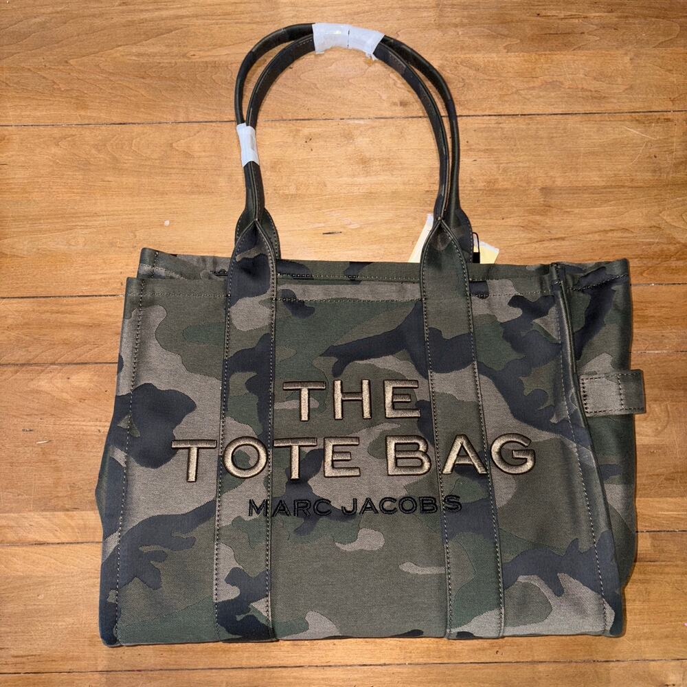 Marc Jacobs The Camo Jacquard Large Tote Bag Green Camouflage Canvas NWT